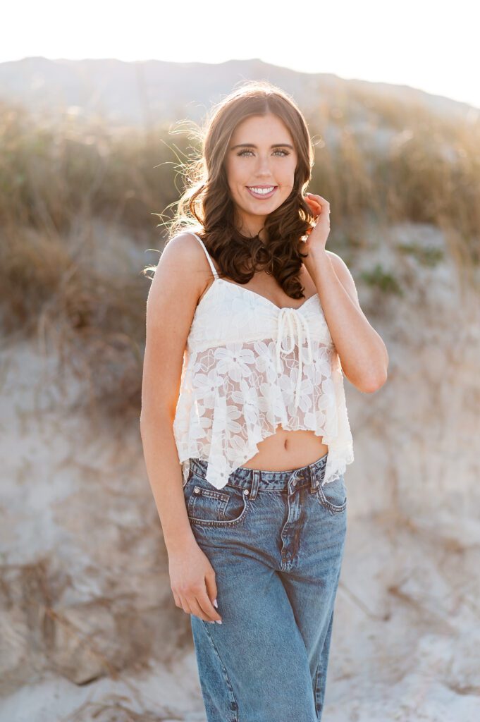Senior portrait on beach in Orlando 